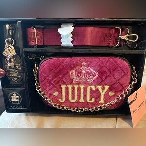 Juicy Couture 3-Piece Velvet Camera Bag Gift Set • Chain Strap • NWT